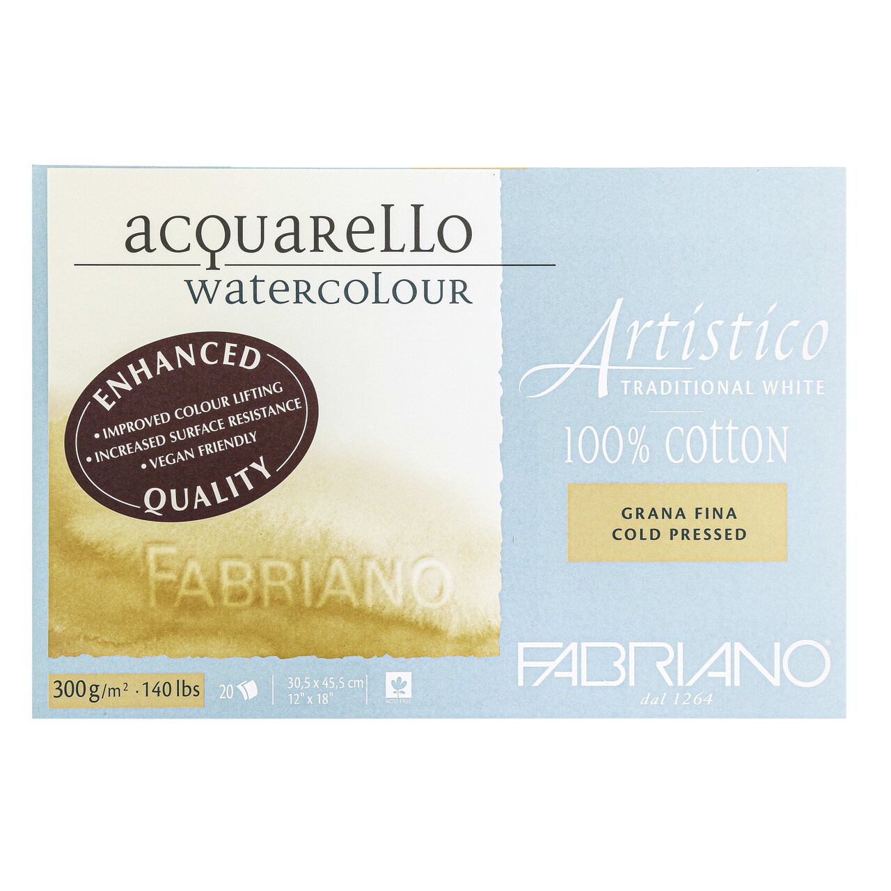 Fabriano Artistico Traditional White Watercolor Block, 140 lb./300 gsm